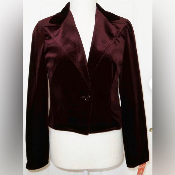 Choice by BUTTE Burgundy Velvet Waist Length Jacket S/M - Picture 1 of 6
